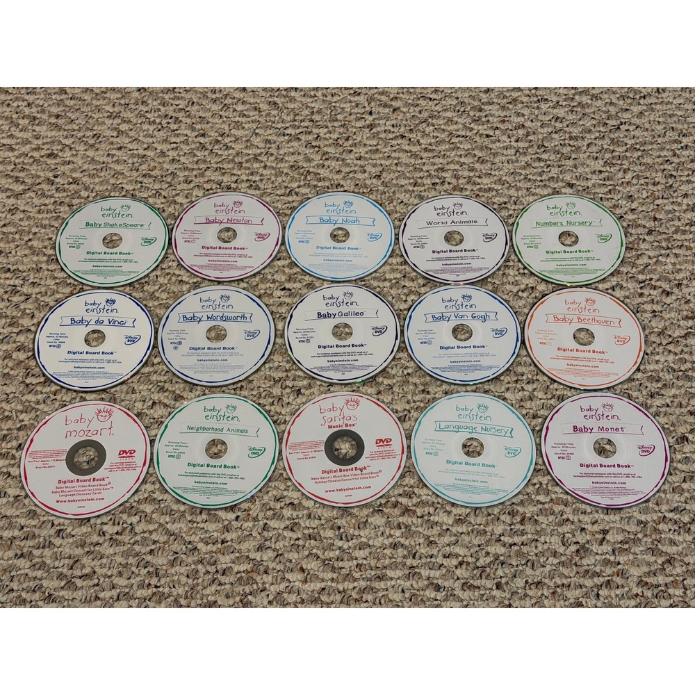 Lot of 15 Disney Baby Einstein DVDs Discs Only in Case Tested BH